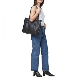 Hammitt Oliver Black Rivet Embossed Leather Tote Bag (Crocodile)
